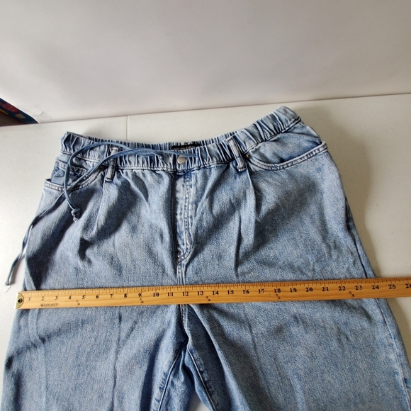 Banana Republic Barrel Jeans Size L Hi-Rise Drawstring Waist Light Wash Baggy - Picture 6 of 13